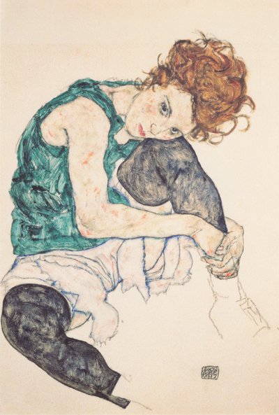 Seated Woman with Raised Knee by Egon Schiele