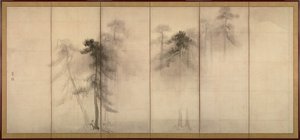 Pine Forest (Left Panel) by Hasegawa Tohaku