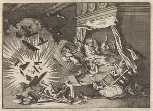 Explosion of a Bomb in a House on Ebbingestraat in Groningen, 1672 by Jan Luyken
